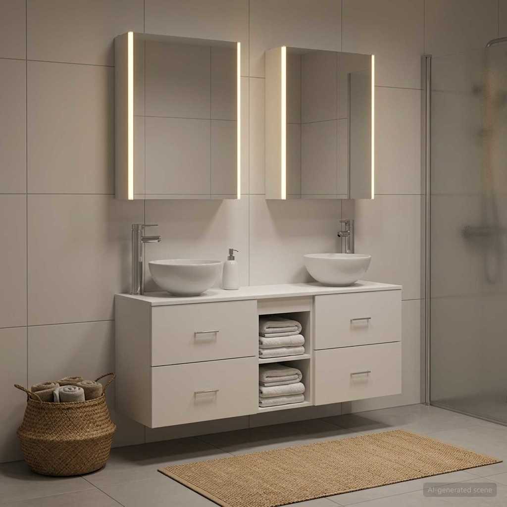 vidaXL Bathroom Cabinet Set 5 pcs White Engineered Wood