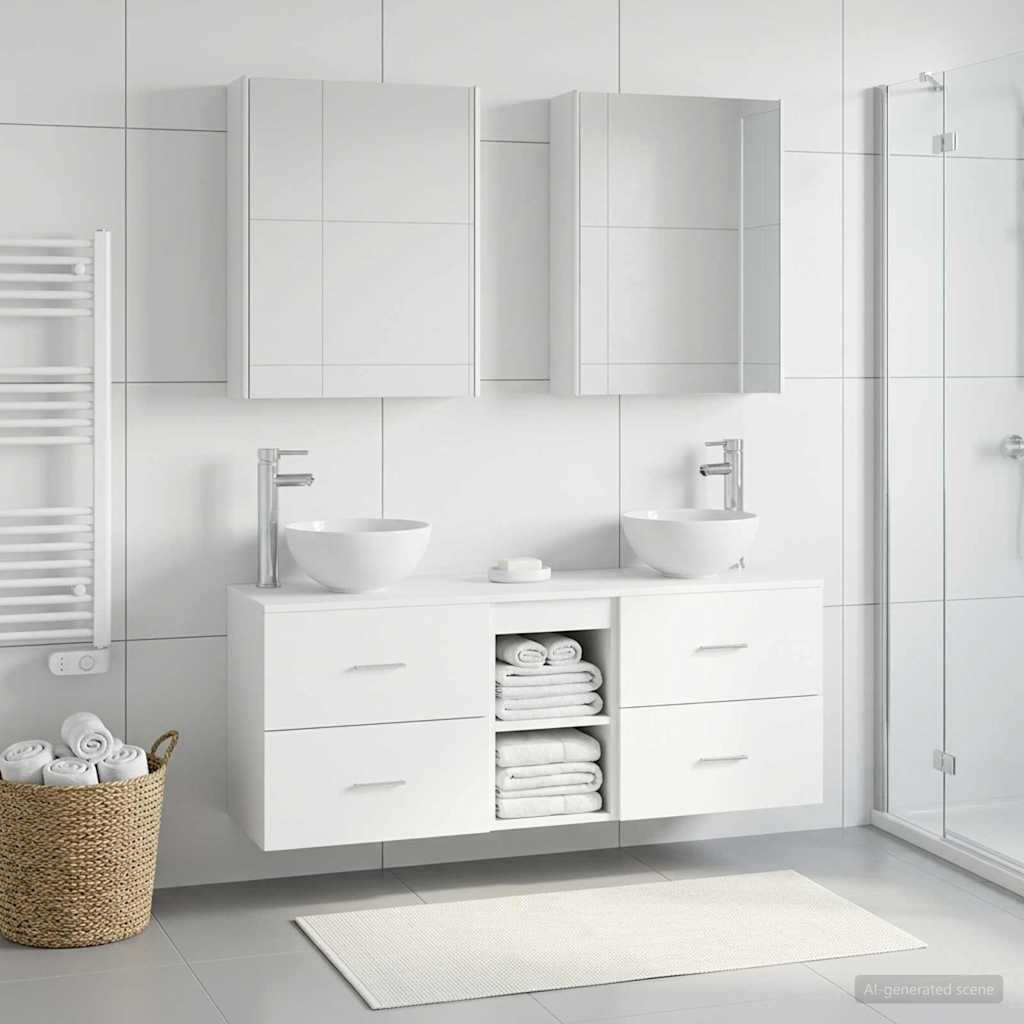 vidaXL Bathroom Cabinet Set 5 pcs White Engineered Wood