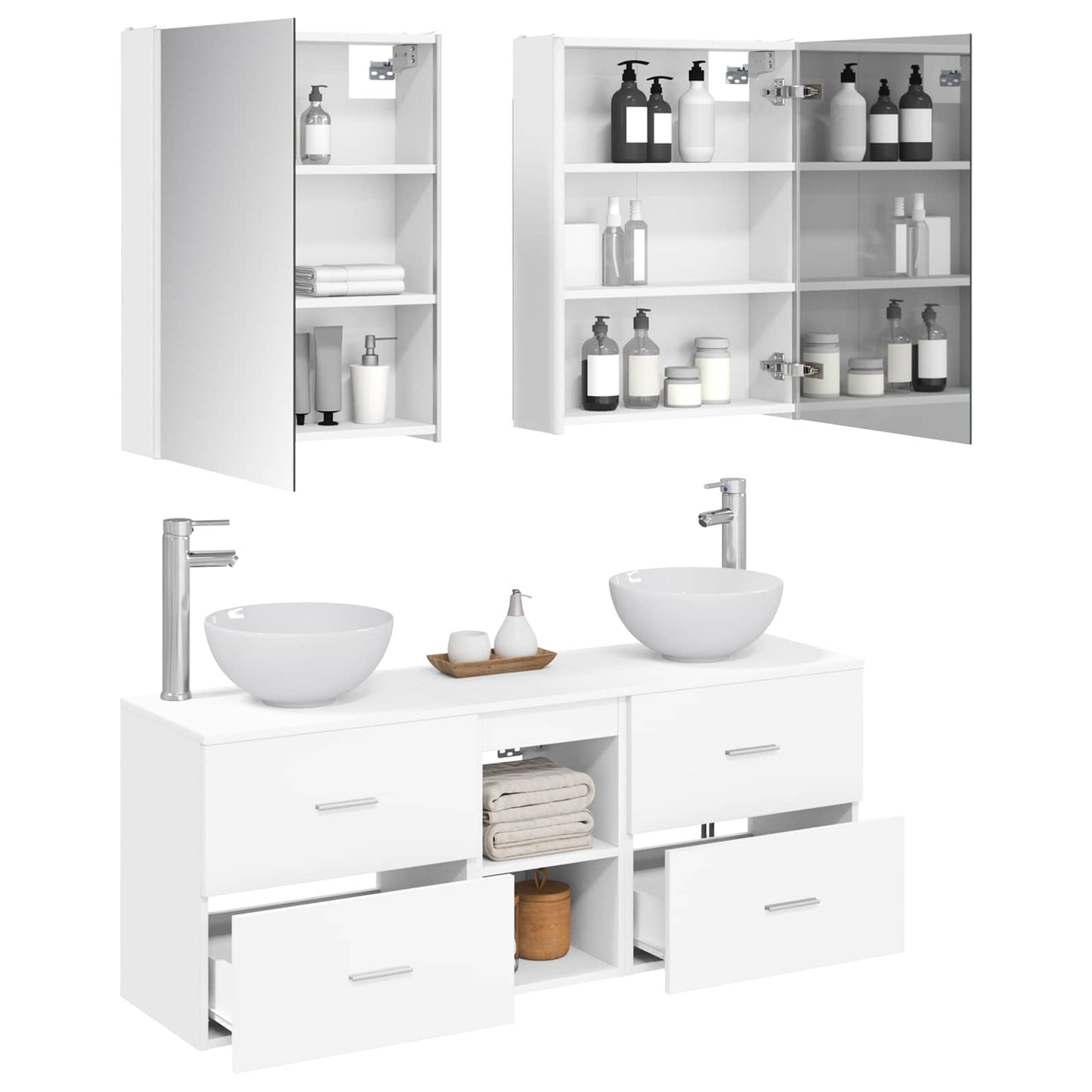 vidaXL Bathroom Cabinet Set 5 pcs White 53 x 15.5 x 70 cm