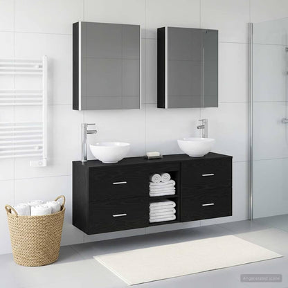 vidaXL Bathroom Cabinet Set 5 pcs Black Oak Engineered Wood
