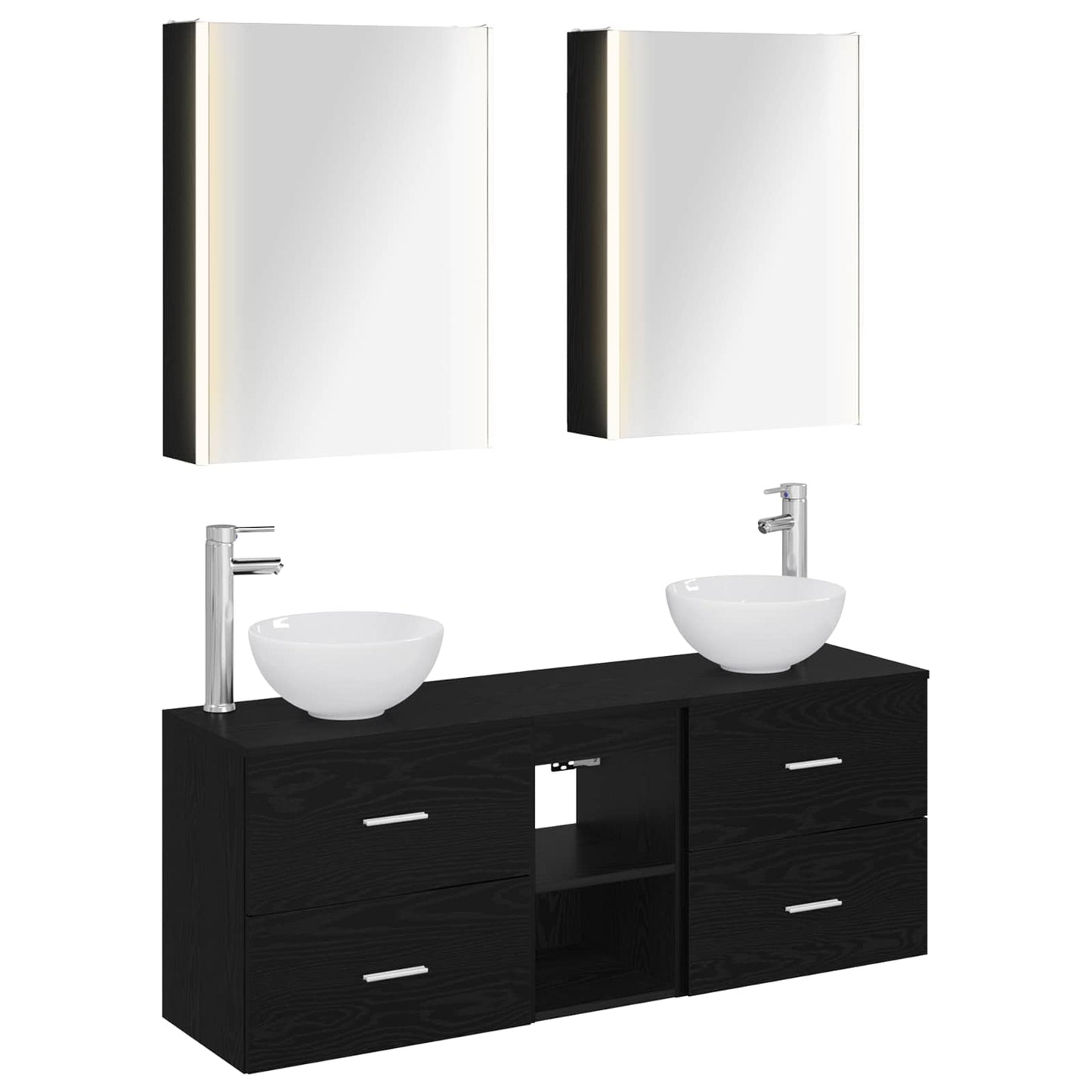 vidaXL Bathroom Cabinet Set 5 pcs Black Oak 53 x 15.5 x 70 cm