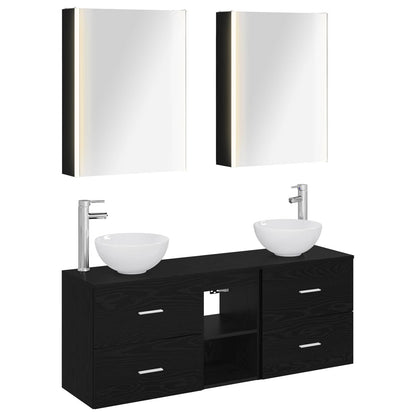 vidaXL Bathroom Cabinet Set 5 pcs Black Oak 53 x 15.5 x 70 cm