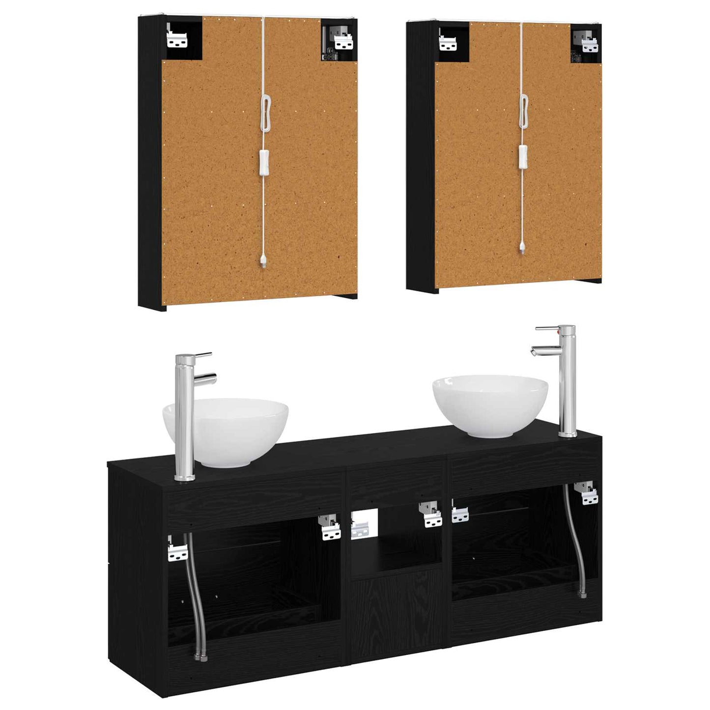 vidaXL Bathroom Cabinet Set 5 pcs Black Oak 53 x 15.5 x 70 cm