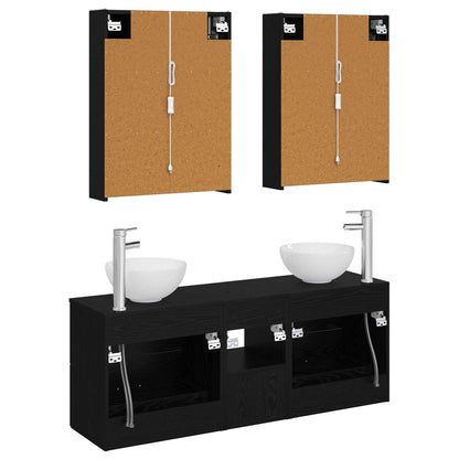 vidaXL Bathroom Cabinet Set 5 pcs Black Oak 53 x 15.5 x 70 cm