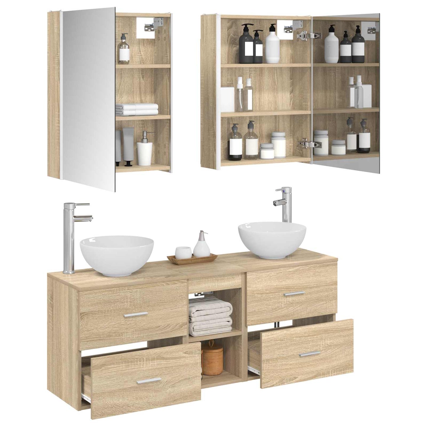 vidaXL Bathroom Cabinet Set 5 pcs Sonoma Oak 53 x 15.5 x 70 cm