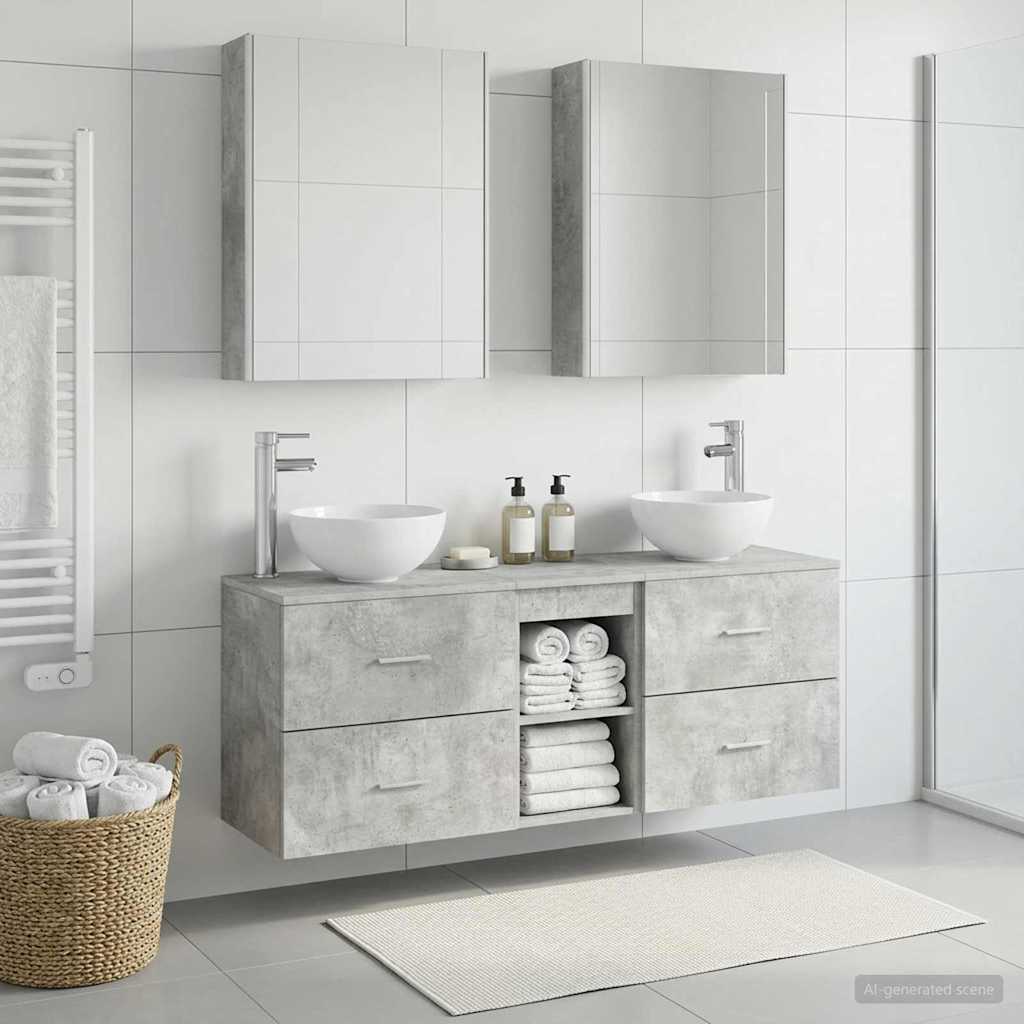 vidaXL Bathroom Cabinet Set 5 pcs Concrete Grey Engineered Wood