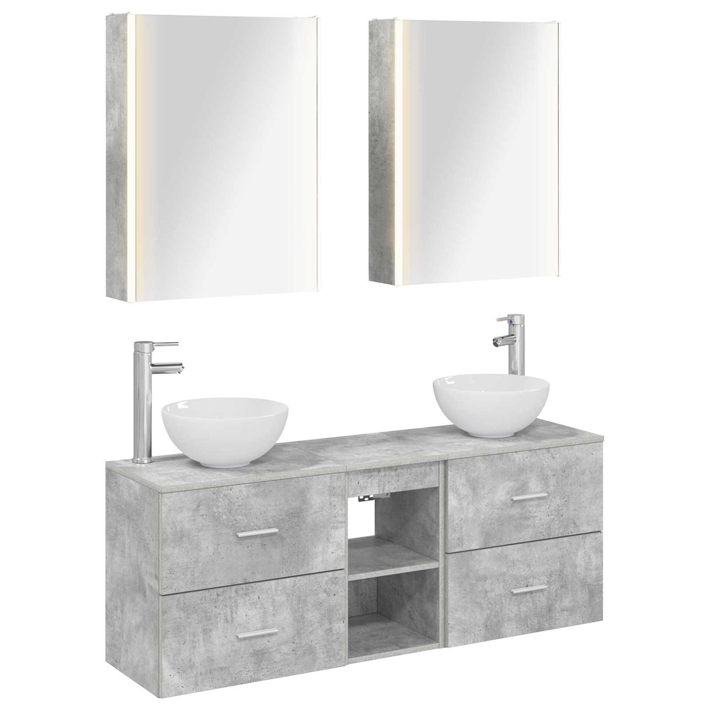 vidaXL Bathroom Cabinet Set 5 pcs Concrete Grey 53 x 15.5 x 70 cm