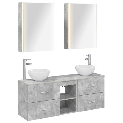 vidaXL Bathroom Cabinet Set 5 pcs Concrete Grey 53 x 15.5 x 70 cm