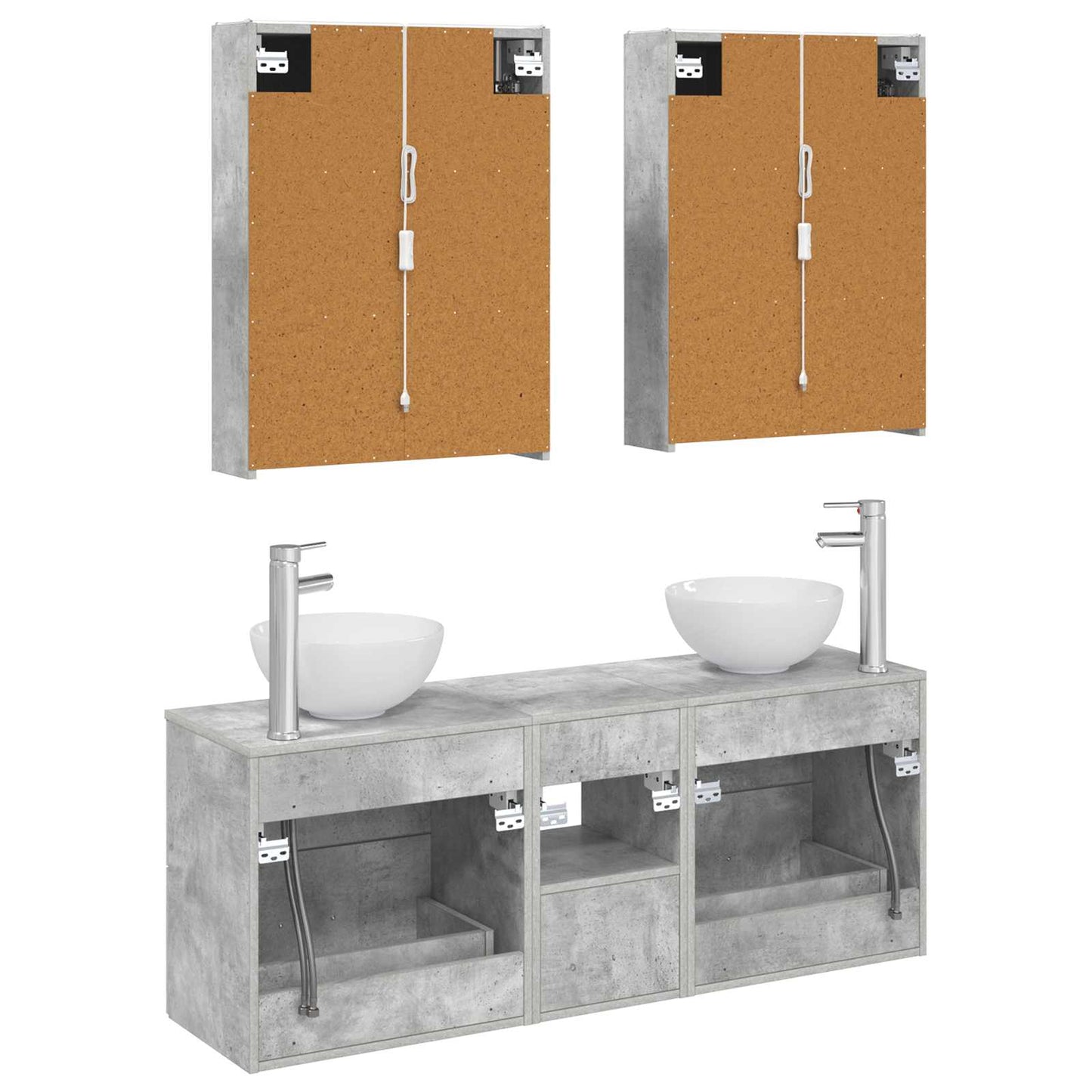 vidaXL Bathroom Cabinet Set 5 pcs Concrete Grey 53 x 15.5 x 70 cm