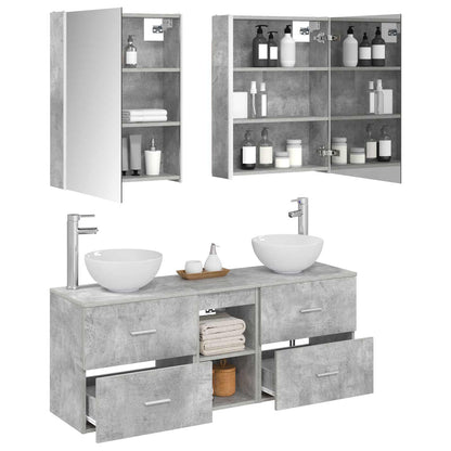 vidaXL Bathroom Cabinet Set 5 pcs Concrete Grey 53 x 15.5 x 70 cm