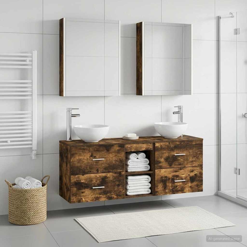 vidaXL Bathroom Cabinet Set 5 pcs Smoked Oak Engineered Wood