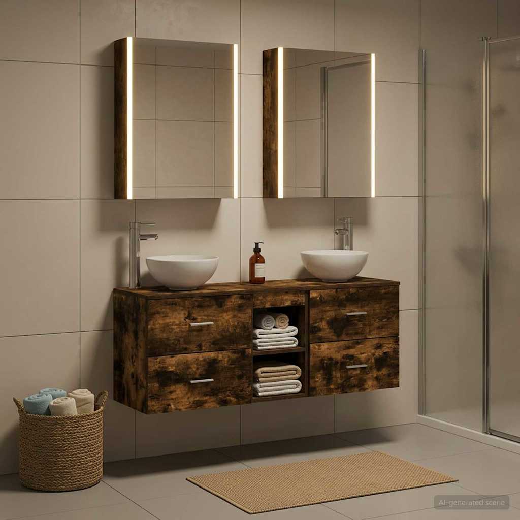 vidaXL Bathroom Cabinet Set 5 pcs Smoked Oak Engineered Wood
