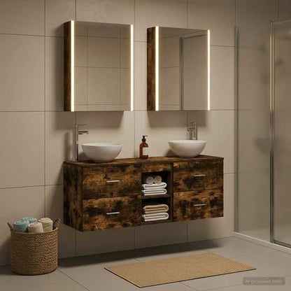 vidaXL Bathroom Cabinet Set 5 pcs Smoked Oak Engineered Wood