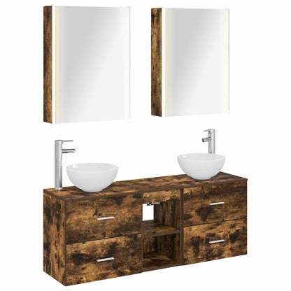 vidaXL Bathroom Cabinet Set 5 pcs Smoked Oak 53 x 15.5 x 70 cm