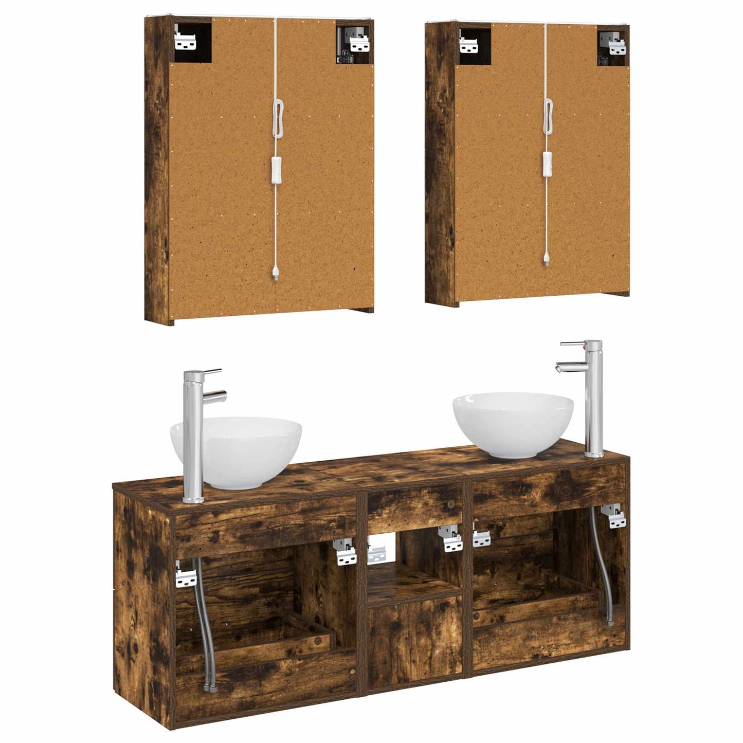 vidaXL Bathroom Cabinet Set 5 pcs Smoked Oak 53 x 15.5 x 70 cm