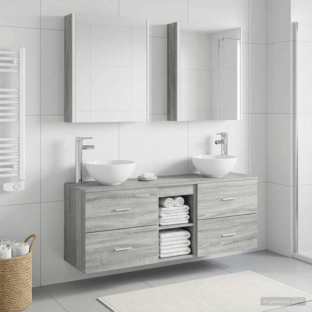 vidaXL Bathroom Cabinet Set 5 pcs Grey Sonoma Engineered Wood