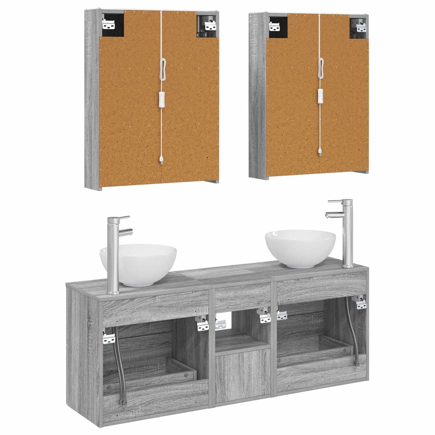 vidaXL Bathroom Cabinet Set 5 pcs Grey Sonoma Engineered Wood