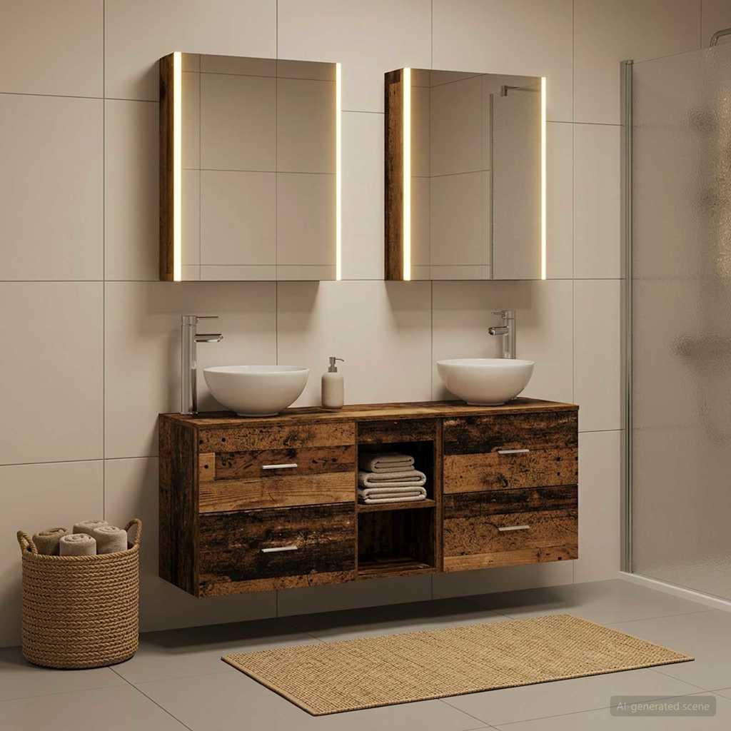 vidaXL Bathroom Cabinet Set 5 pcs Old Wood Engineered Wood