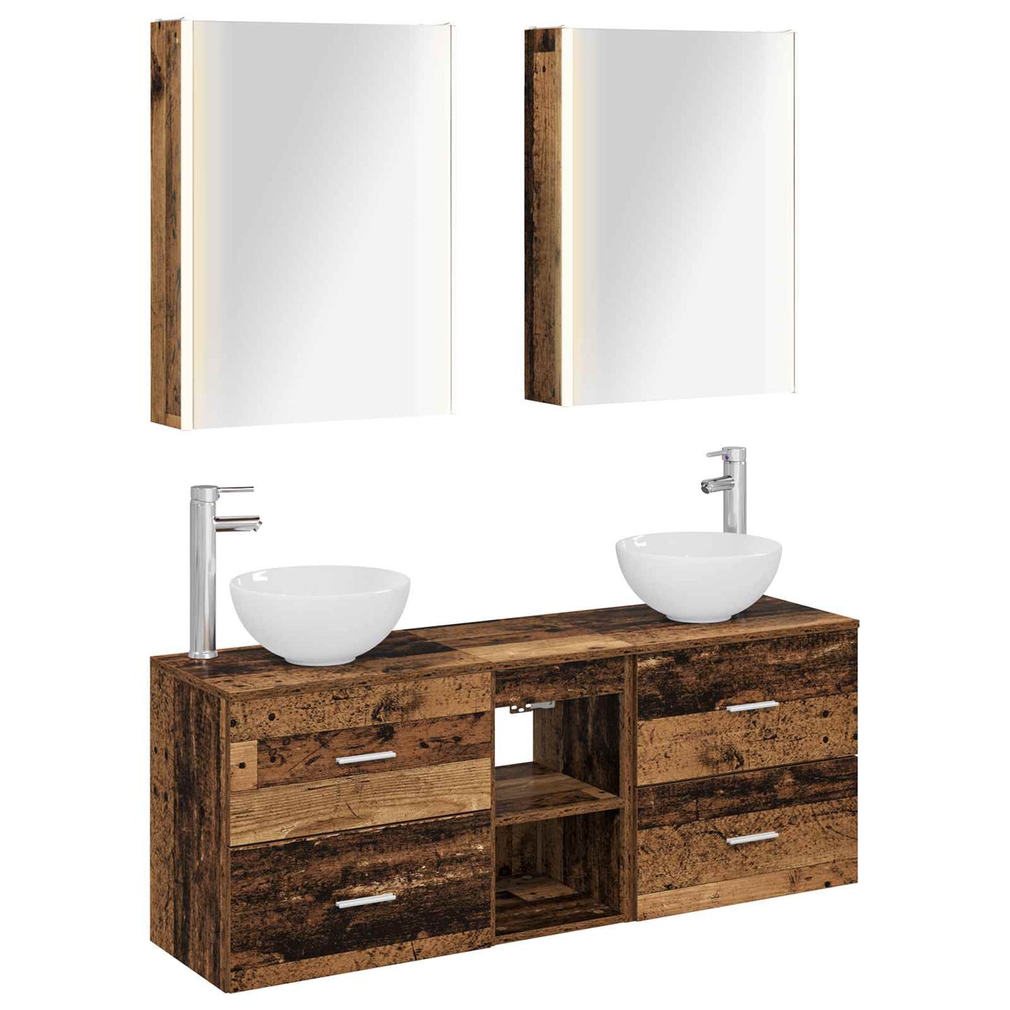 vidaXL Bathroom Cabinet Set 5 pcs Old Wood 53 x 15.5 x 70 cm