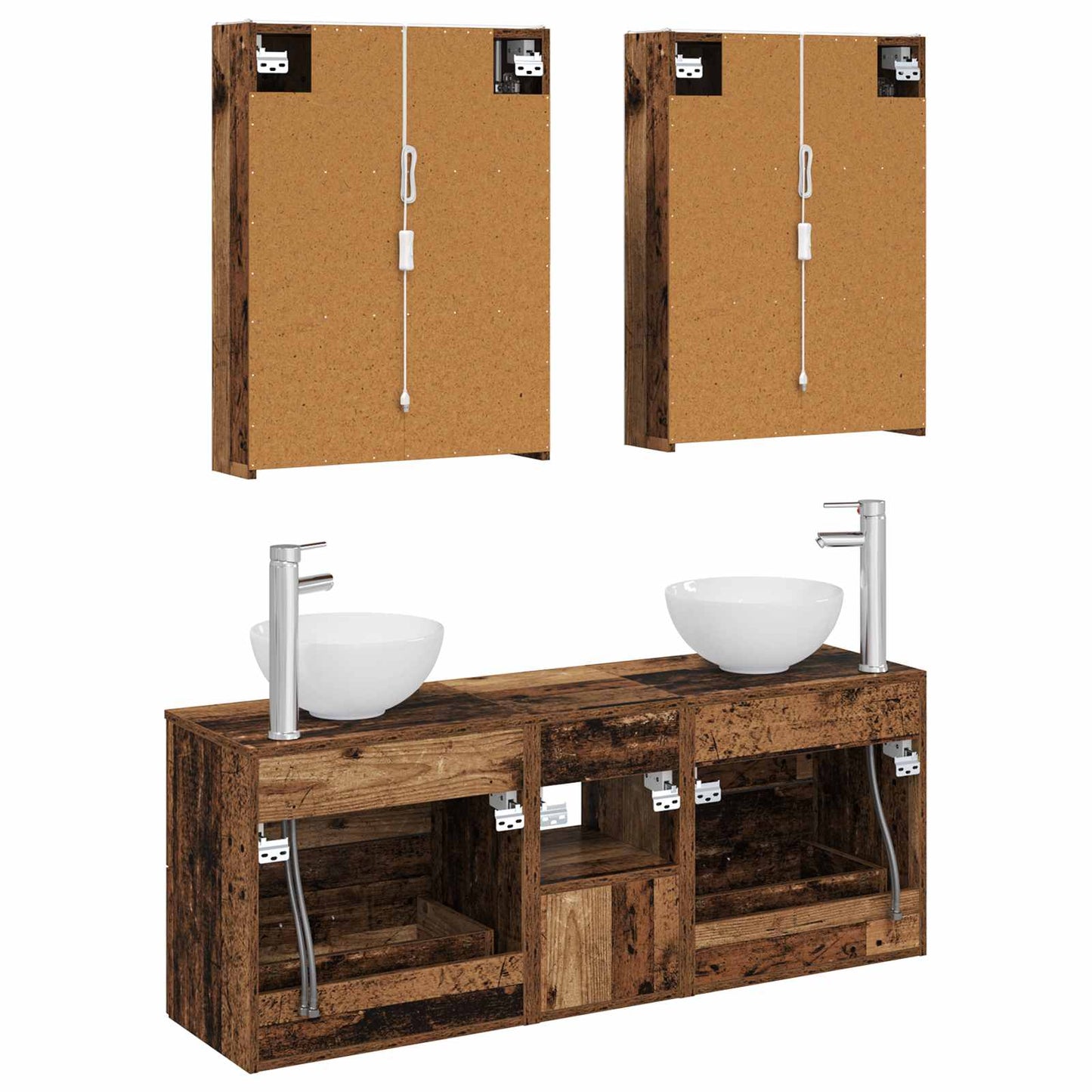 vidaXL Bathroom Cabinet Set 5 pcs Old Wood 53 x 15.5 x 70 cm