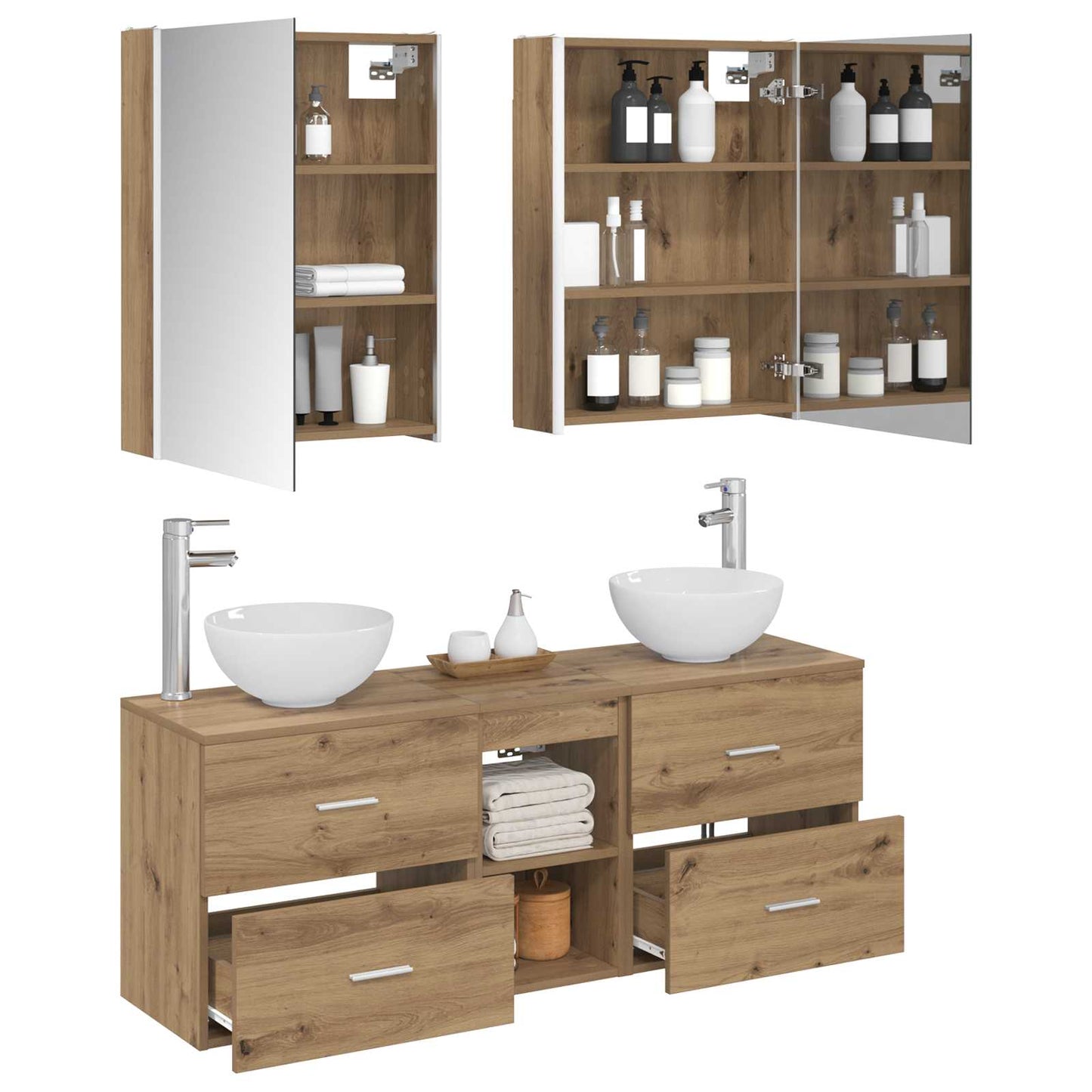 vidaXL Bathroom Cabinet Set 5 pcs Artisan Oak 53 x 15.5 x 70 cm