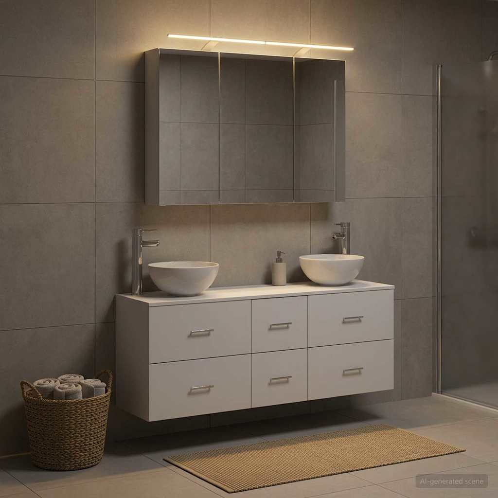 vidaXL Bathroom Furniture Set 4 pcs White Engineered Wood and Glass