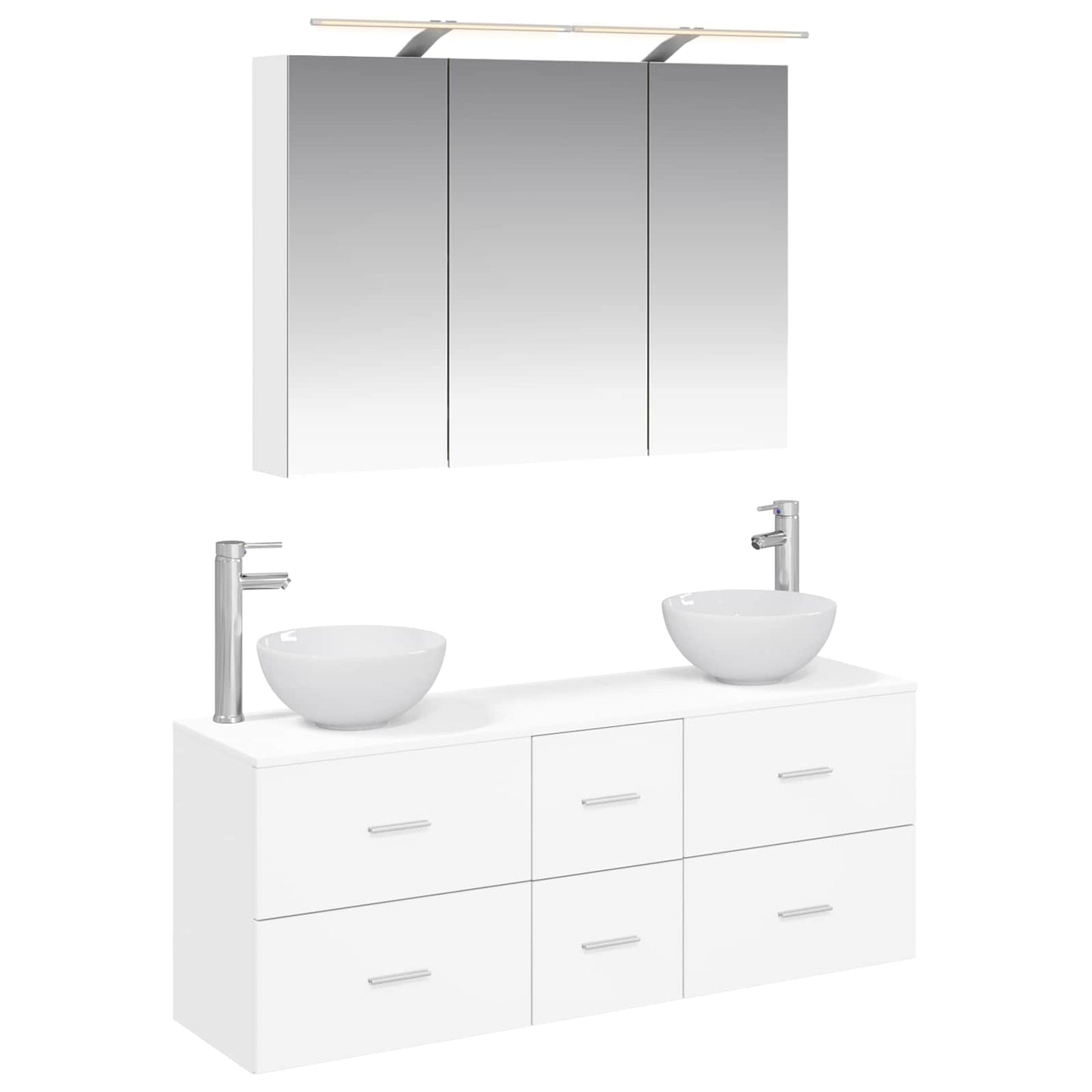 vidaXL Bathroom Furniture Set 4 pcs White Engineered Wood and Glass