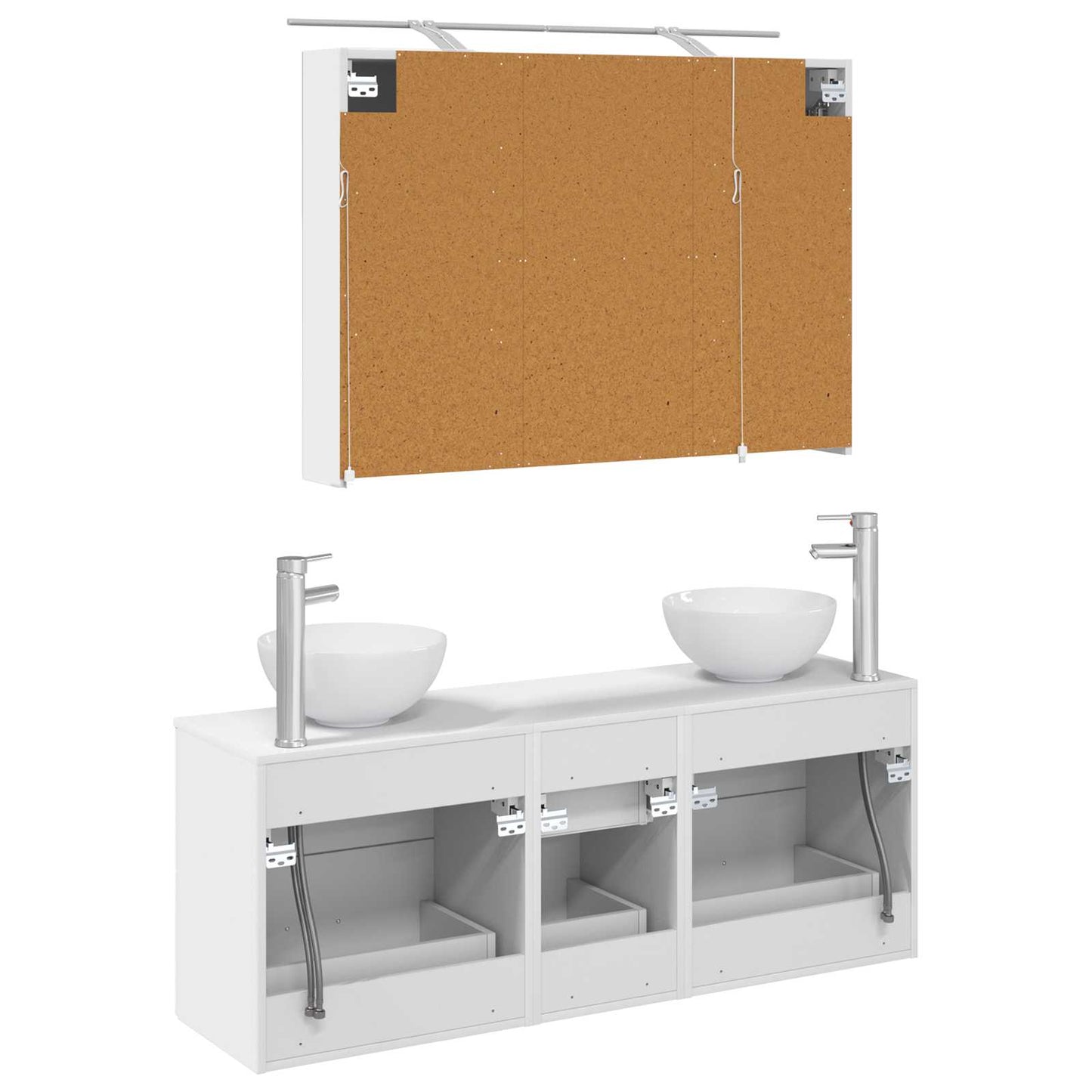 vidaXL Bathroom Furniture Set 4 pcs White Engineered Wood and Glass