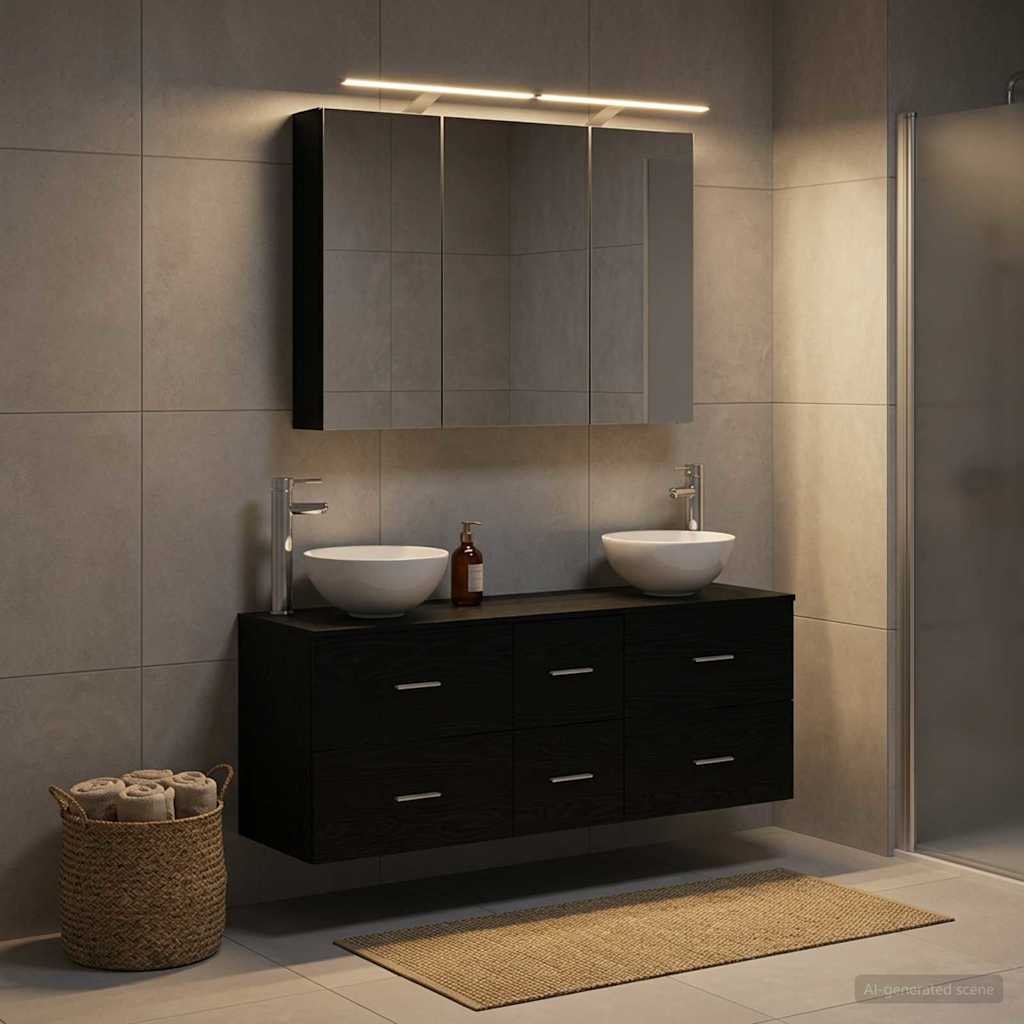 vidaXL Bathroom Furniture Set 4 pcs Black Oak