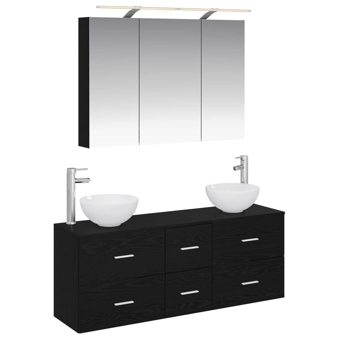 vidaXL Bathroom Furniture Set 4 pcs Black Oak