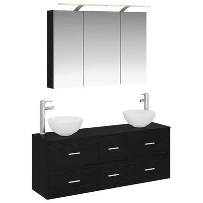 vidaXL Bathroom Furniture Set 4 pcs Black Oak