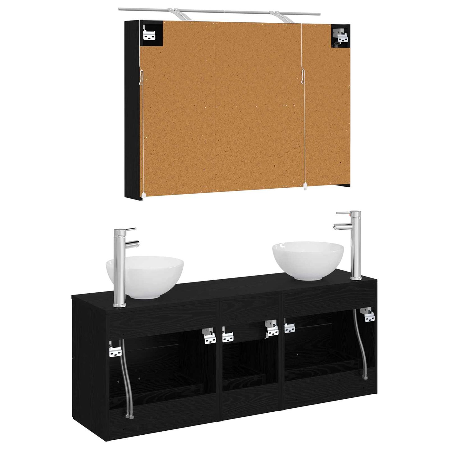 vidaXL Bathroom Furniture Set 4 pcs Black Oak