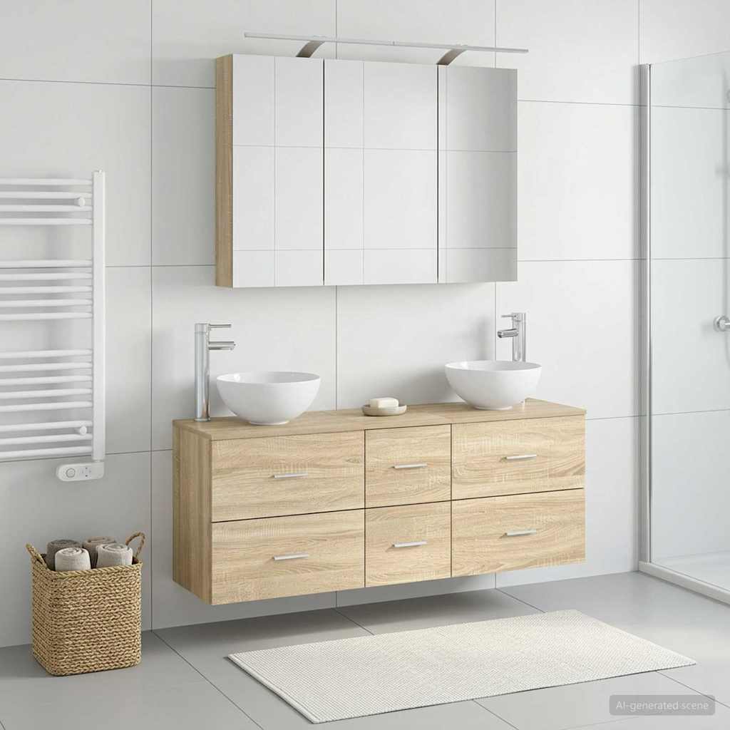 vidaXL Bathroom Furniture Set 4 pcs Sonoma Oak