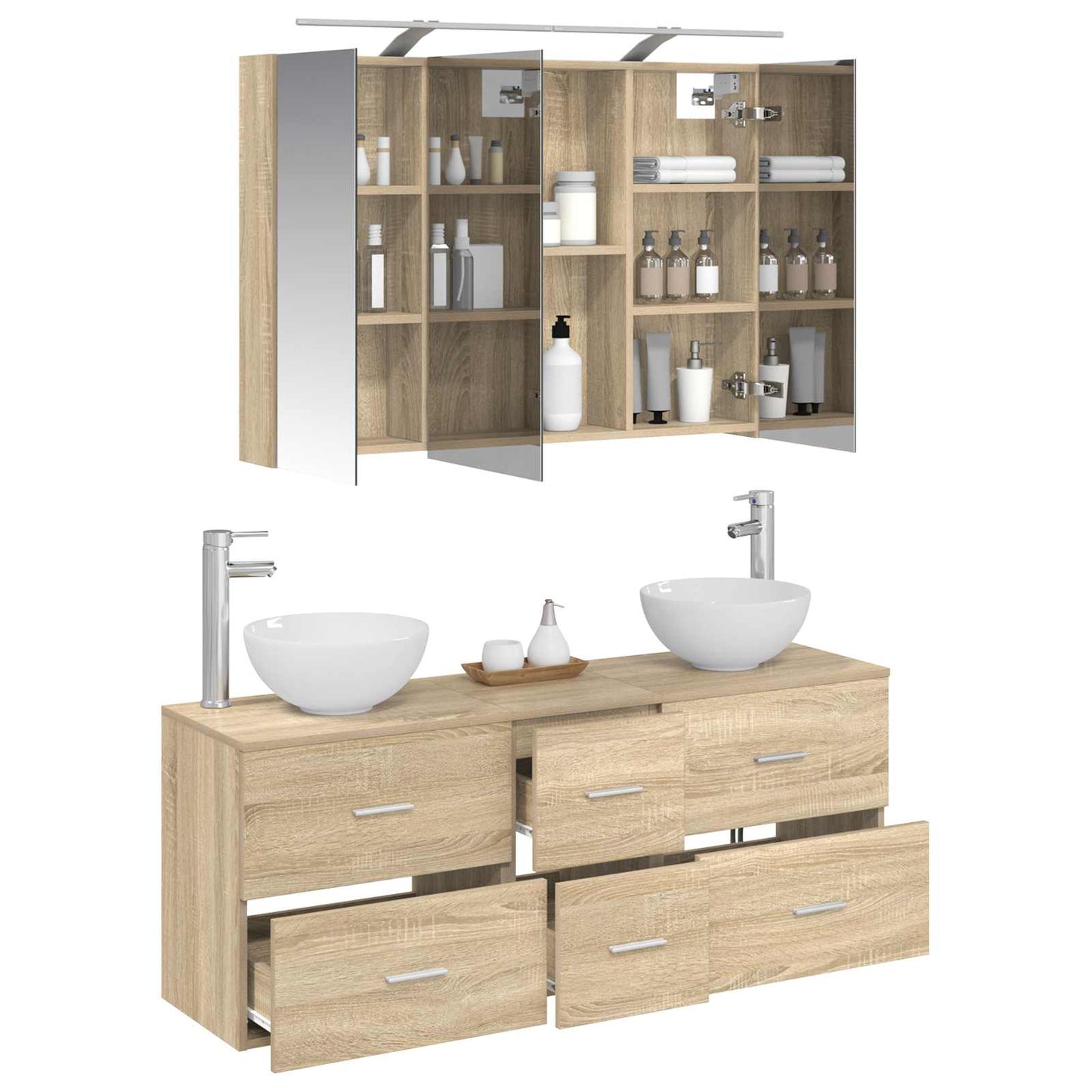 vidaXL Bathroom Furniture Set 4 pcs Sonoma Oak
