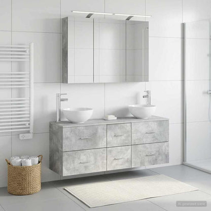 vidaXL Bathroom Furniture Set 4 pcs Concrete Grey