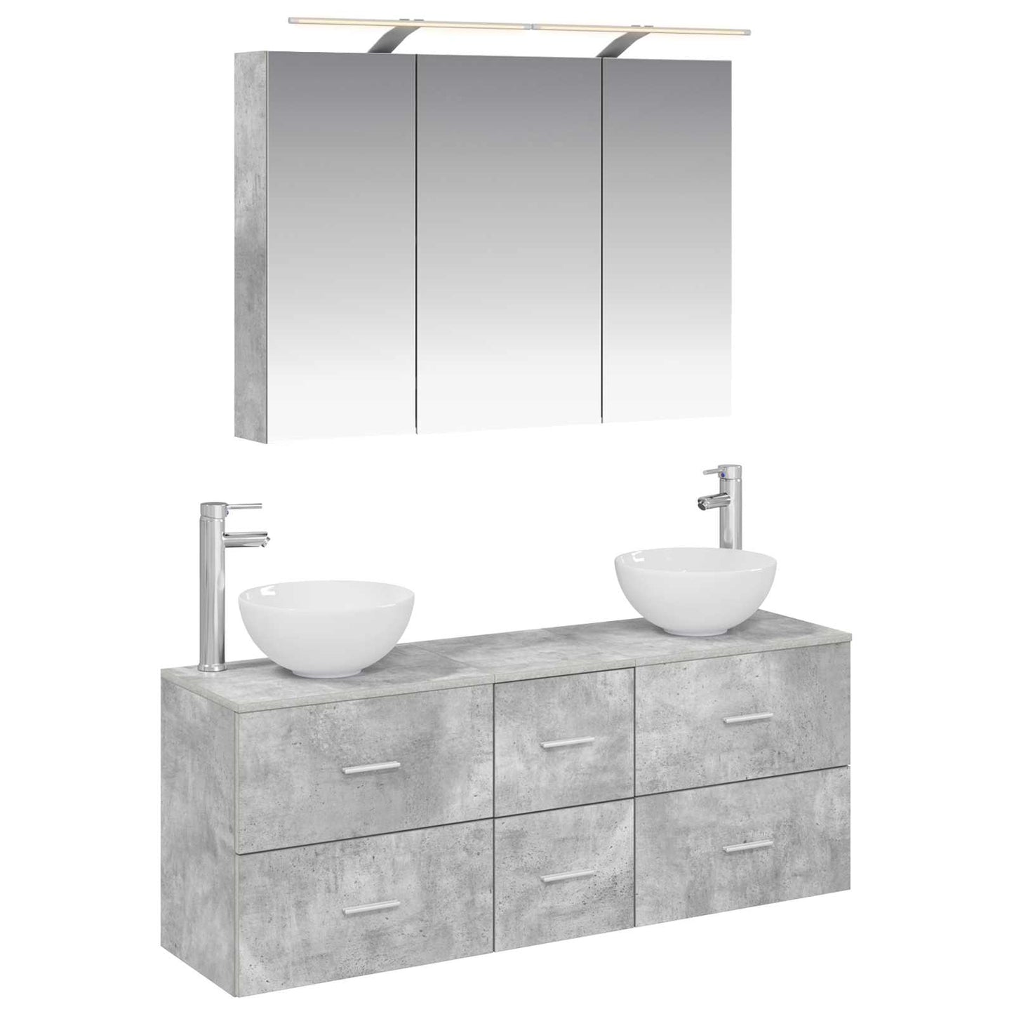 vidaXL Bathroom Furniture Set 4 pcs Concrete Grey