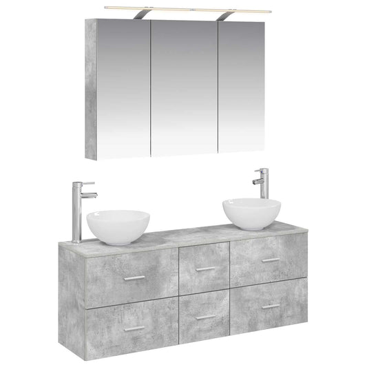 vidaXL Bathroom Furniture Set 4 pcs Concrete Grey