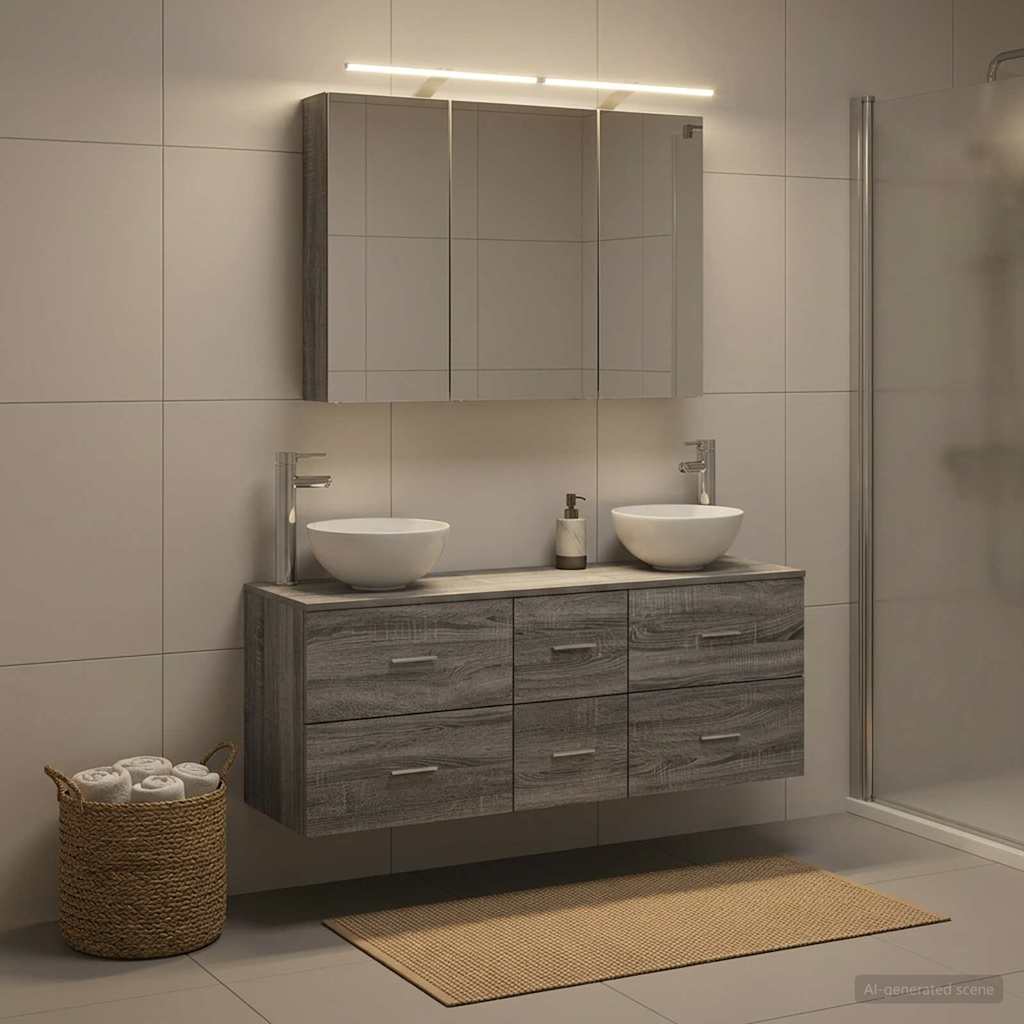 vidaXL Bathroom Furniture Set 4 pcs Grey Sonoma
