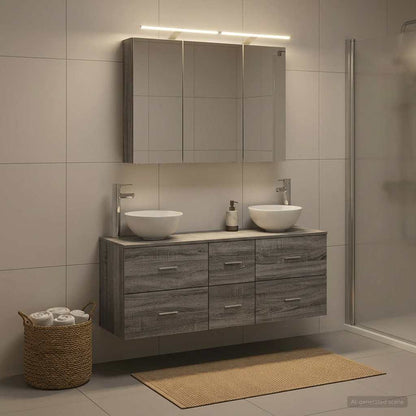 vidaXL Bathroom Furniture Set 4 pcs Grey Sonoma