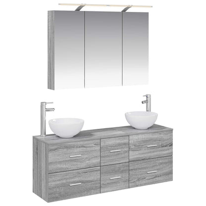 vidaXL Bathroom Furniture Set 4 pcs Grey Sonoma