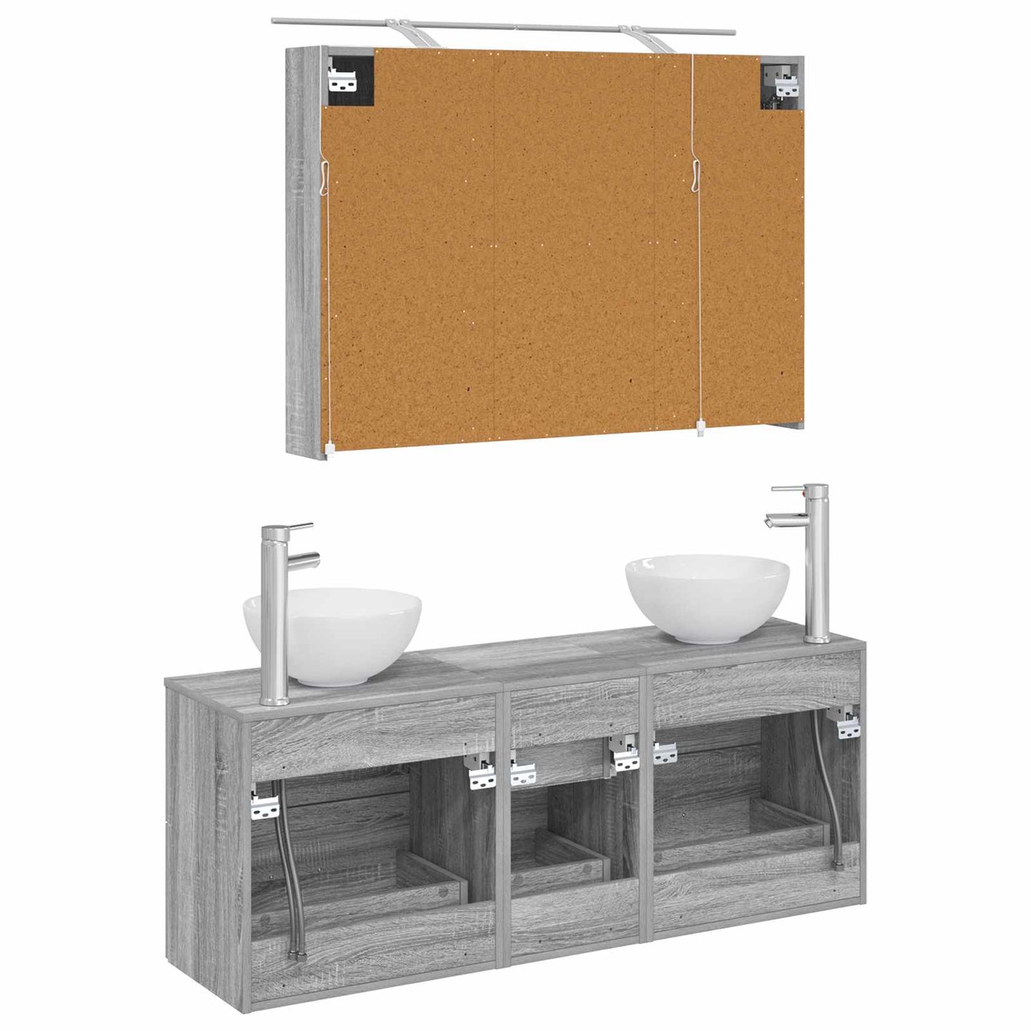 vidaXL Bathroom Furniture Set 4 pcs Grey Sonoma