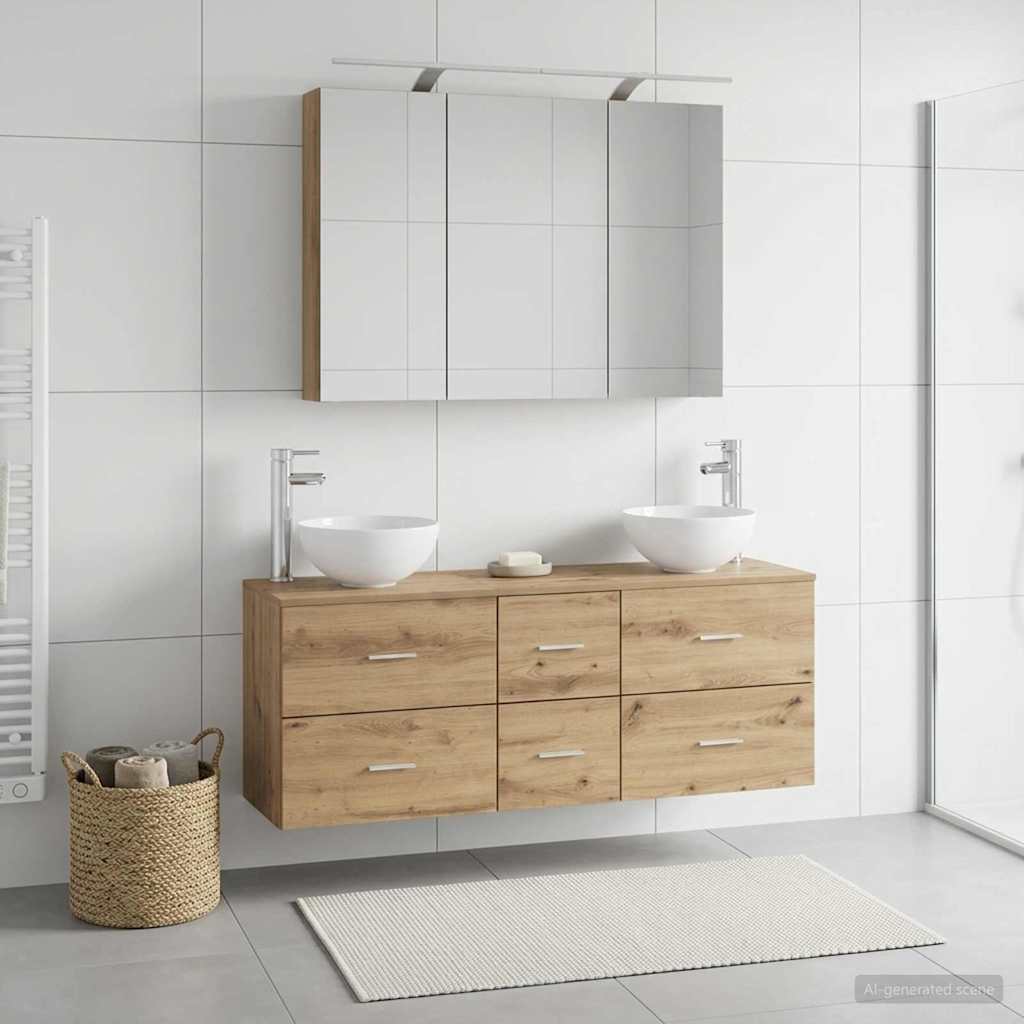 vidaXL Bathroom Furniture Set 4 pcs Artisan Oak