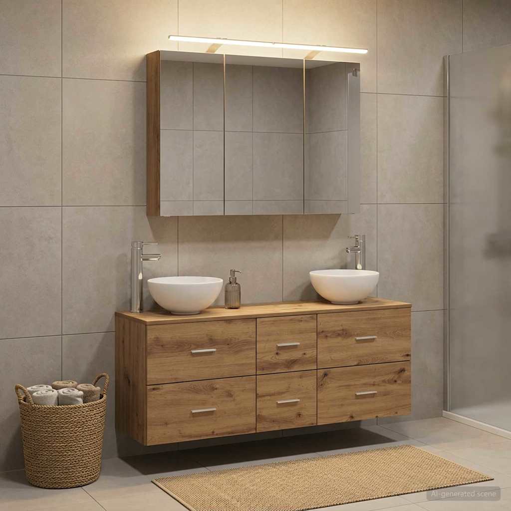 vidaXL Bathroom Furniture Set 4 pcs Artisan Oak