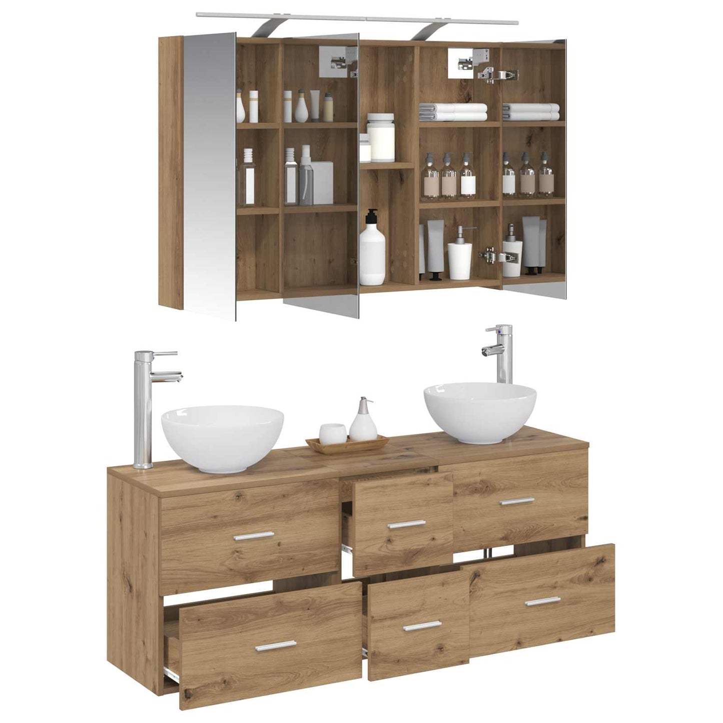 vidaXL Bathroom Furniture Set 4 pcs Artisan Oak