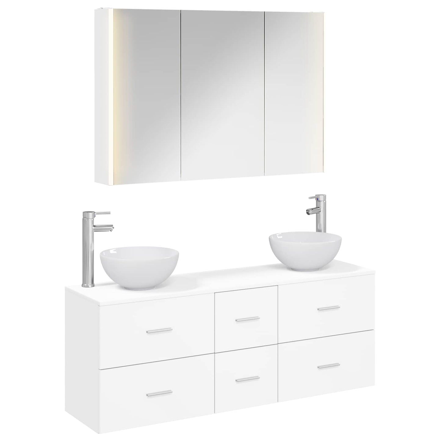 vidaXL Bathroom Furniture Set 4 pcs White Engineered Wood and Glass