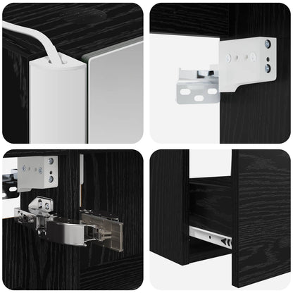 vidaXL Bathroom Furniture Set 4 pcs Black Oak