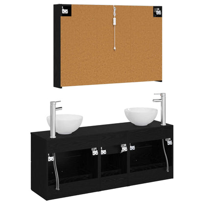 vidaXL Bathroom Furniture Set 4 pcs Black Oak