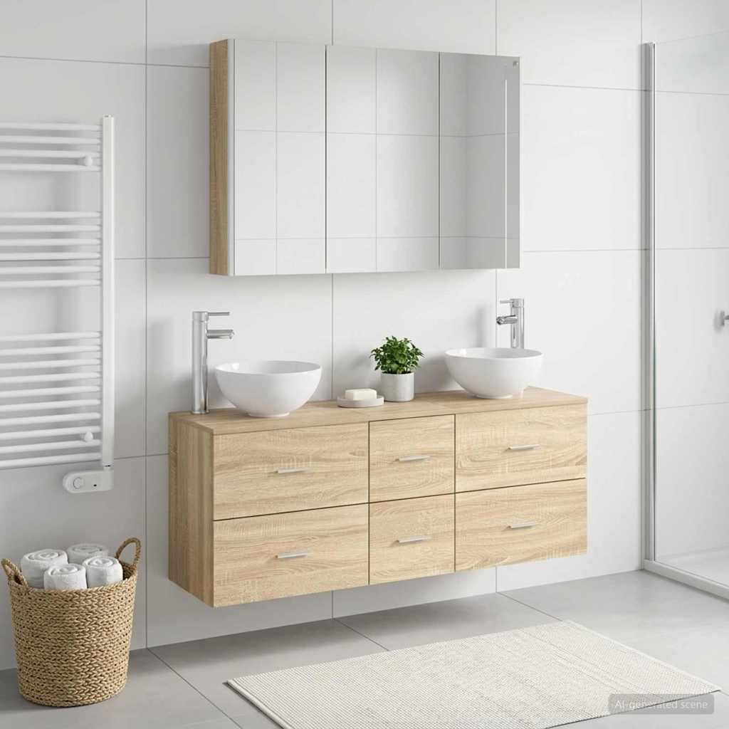 vidaXL Bathroom Furniture Set 4 pcs Sonoma Oak