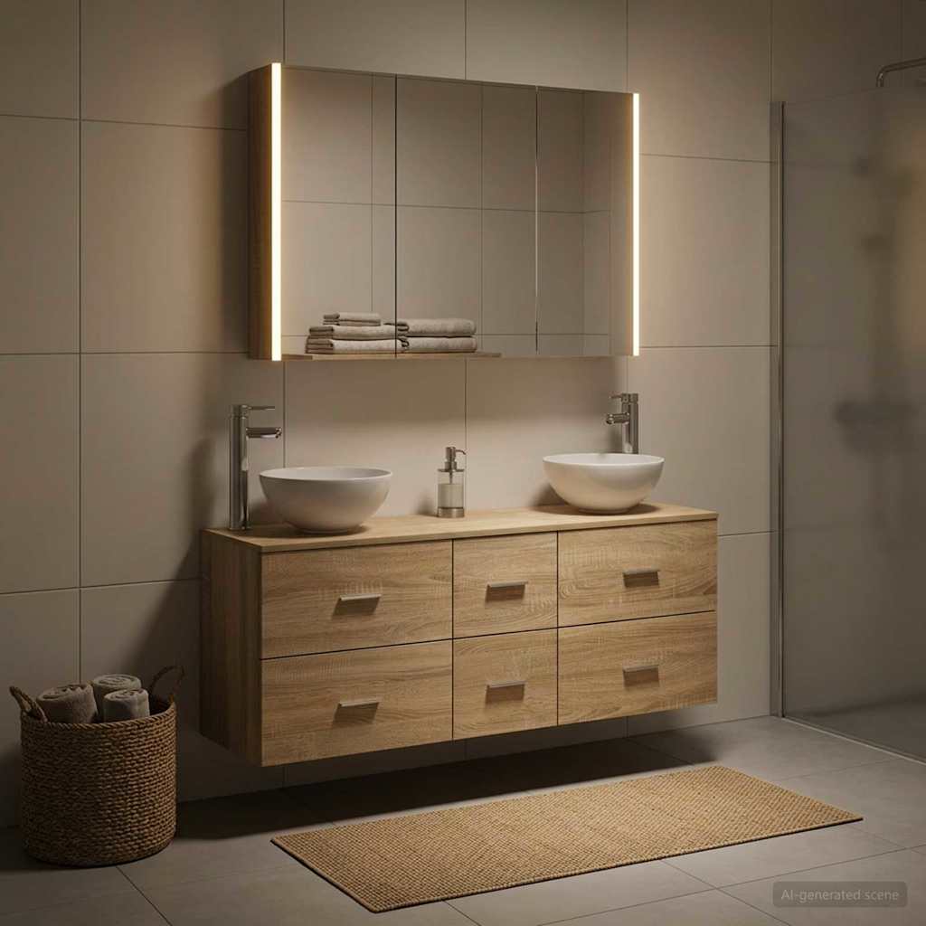 vidaXL Bathroom Furniture Set 4 pcs Sonoma Oak