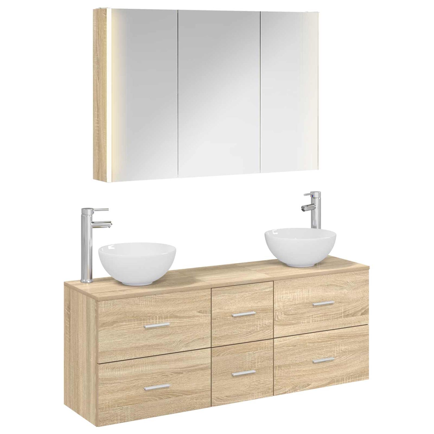 vidaXL Bathroom Furniture Set 4 pcs Sonoma Oak